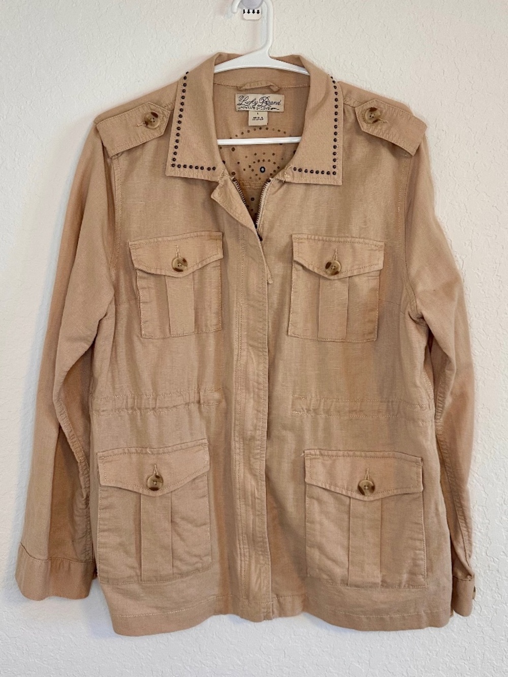 Lucky Brand Linen Blend Utility Jacket, Size L